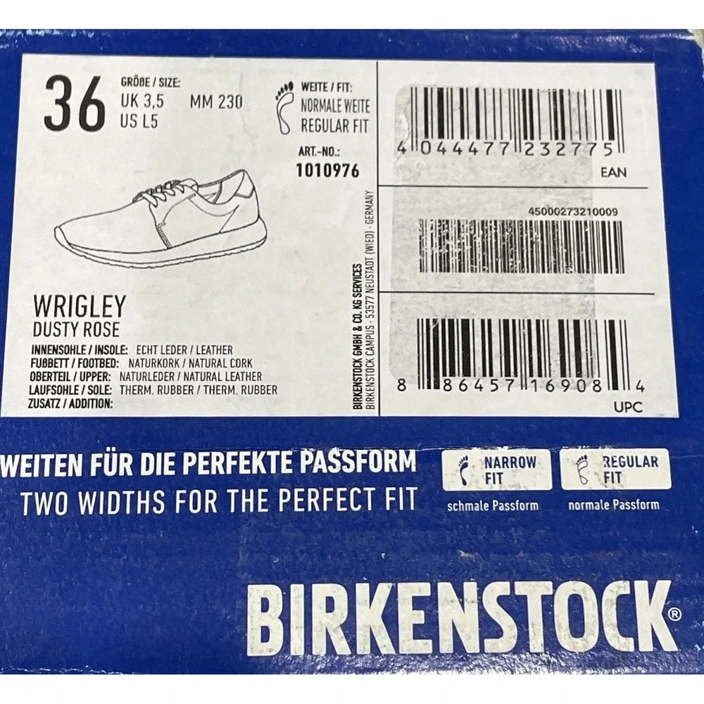 NEW BIRKENSTOCK 1010976 WRIGLEY DUSTY METALLIC ROSE‎ LEATHER WOMEN SZ 36 US 5